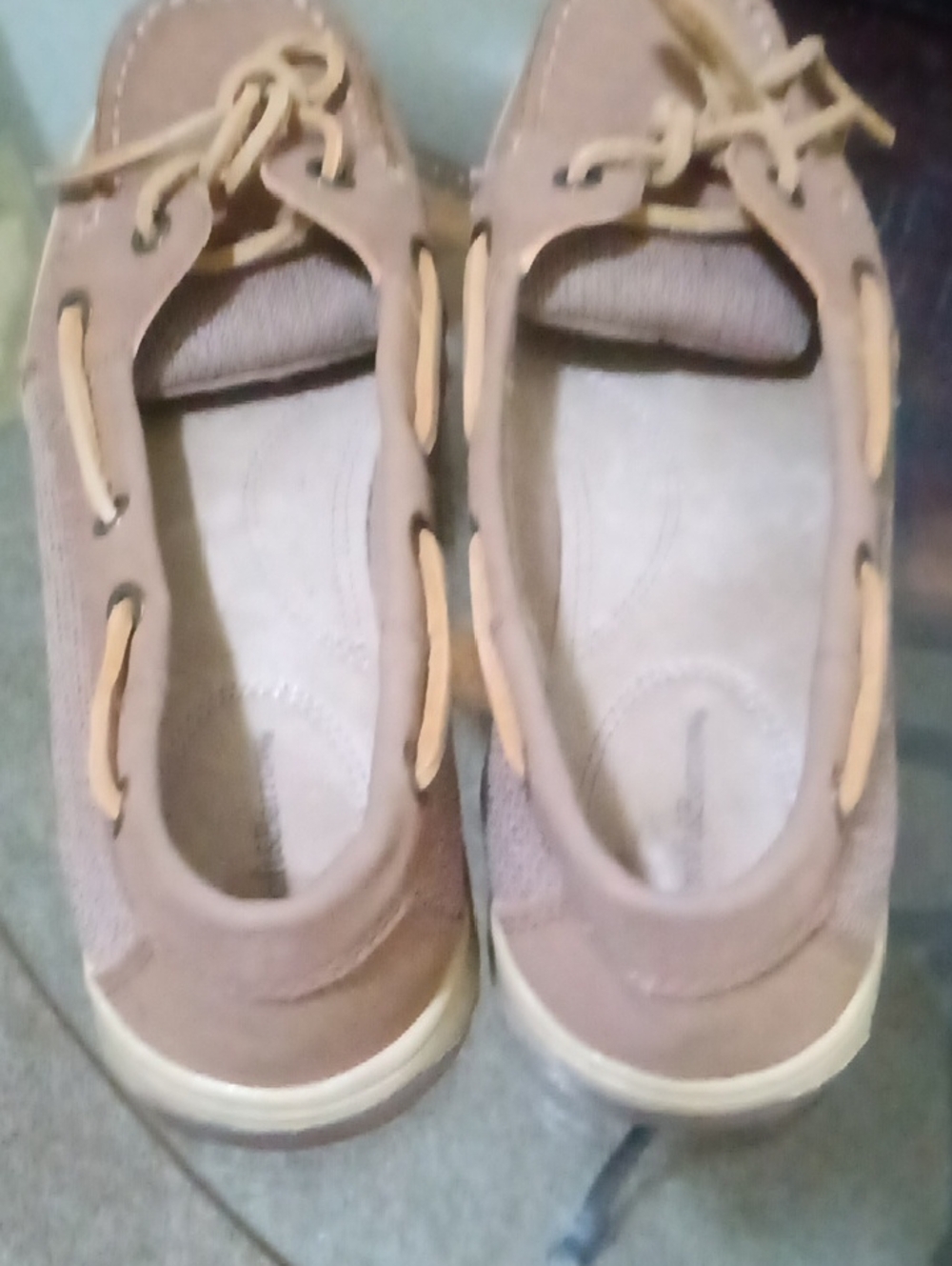 croft & barrow Taupe Slip-On Boat Loafers with Tan Laces